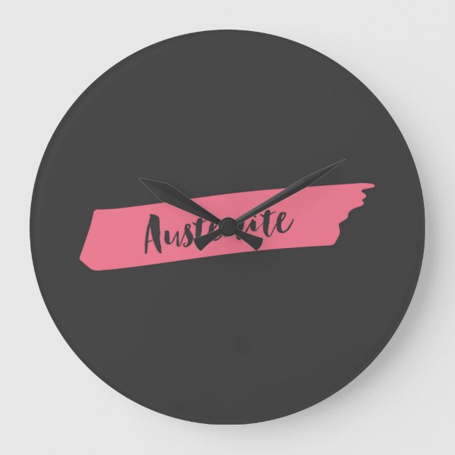 Jane Austen Modern Pink Brush Austenite Large Clock (Front)