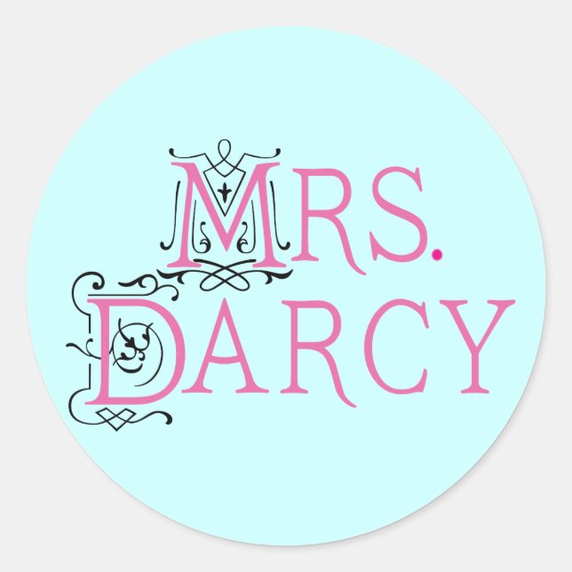 Jane Austen Mrs Darcy Gift Classic Round Sticker (Front)