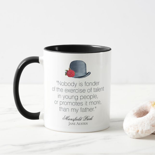 Jane Austen - My Father - Vintage Hat Mug (With Donut)