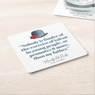 Jane Austen - My Father - Vintage Hat Square Paper Coaster