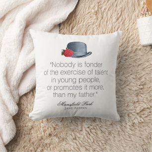 Jane Austen - My Father - Vintage Hat Throw Pillow