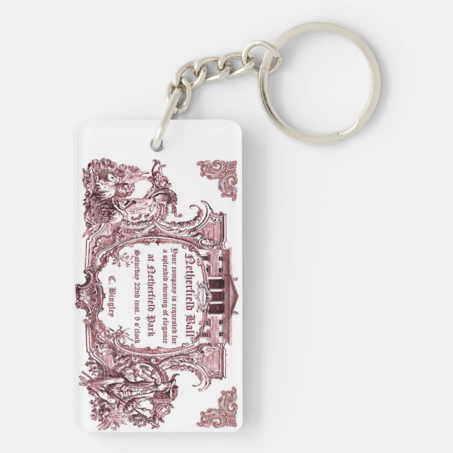 Jane Austen: Netherfield Ball Invite Keychain (Back)