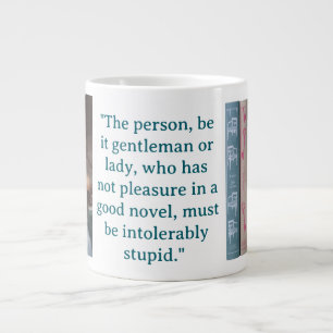 Jane Austen Novel Quote (blue) Large Coffee Mug