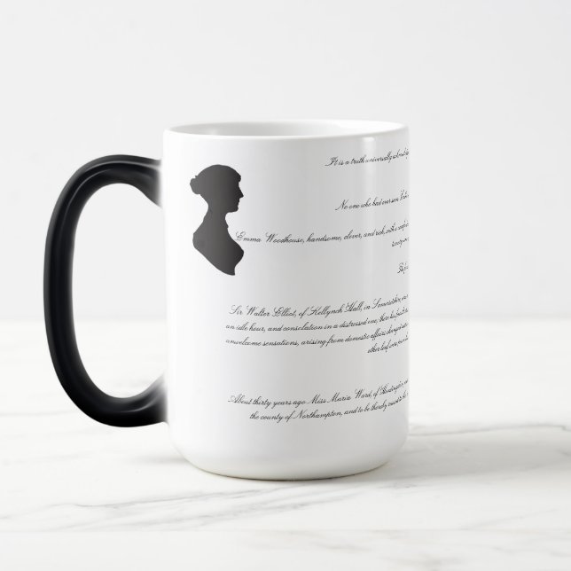 Jane Austen Novels' First LInes Magic Mug (Left)
