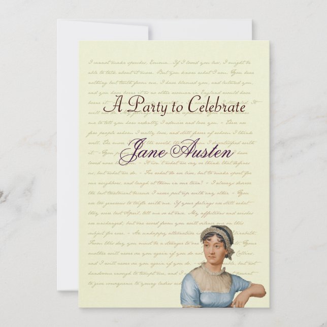 Jane Austen Party Birthday Celebration Quotes Invitation (Front)