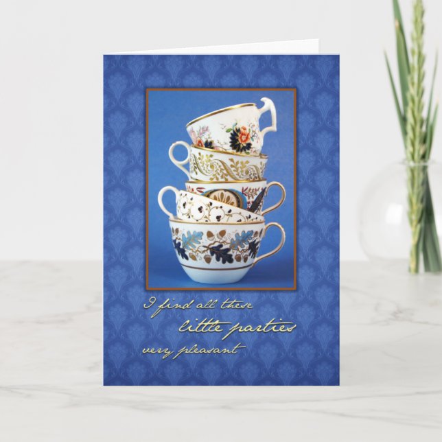 Jane Austen Party Tea Cups Blank Greeting Card (Front)