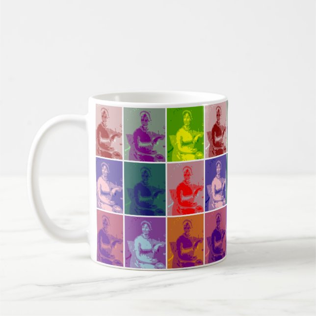 Jane Austen pop art colorful Coffee Mug (Left)