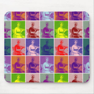 Jane Austen pop art colourful  Mouse Pad