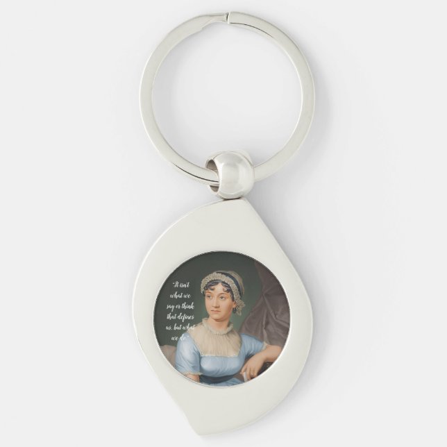 Jane Austen portrait and quote Keychain (Front)