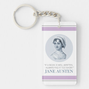 Jane Austen Portrait and Quote on Reading Keychain