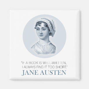 Jane Austen Portrait and Quote on Reading Magnet