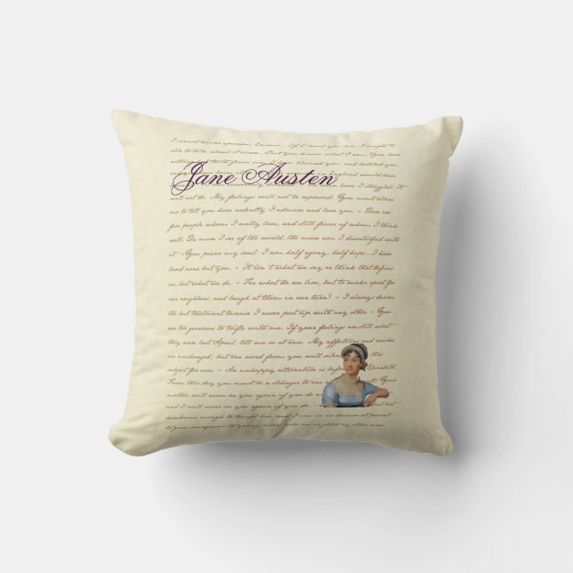 Jane Austen Portrait and Quote PIllow P&P S&S (Front)
