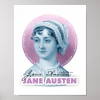 Jane Austen Portrait and Signature Pink