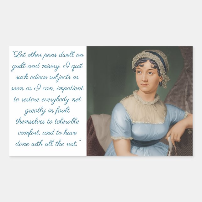 Jane Austen portrait plus quote (blue) Sticker (Front)