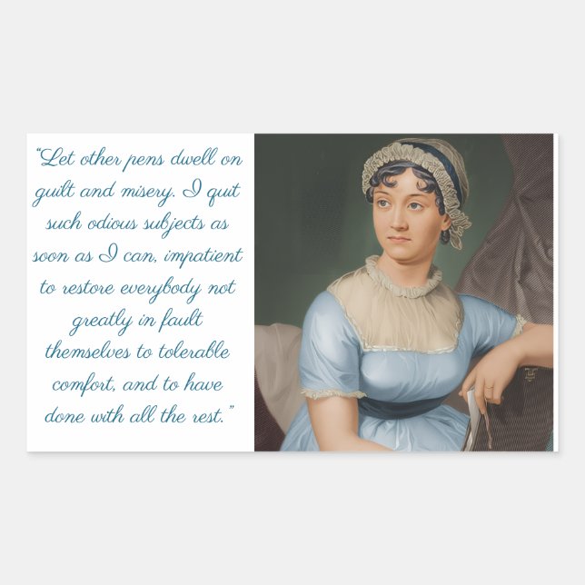 Jane Austen portrait plus quote (blue) Sticker (Front)
