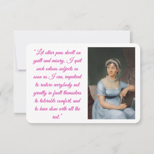 Jane Austen portrait plus quote (pink) Folded Card (Front)