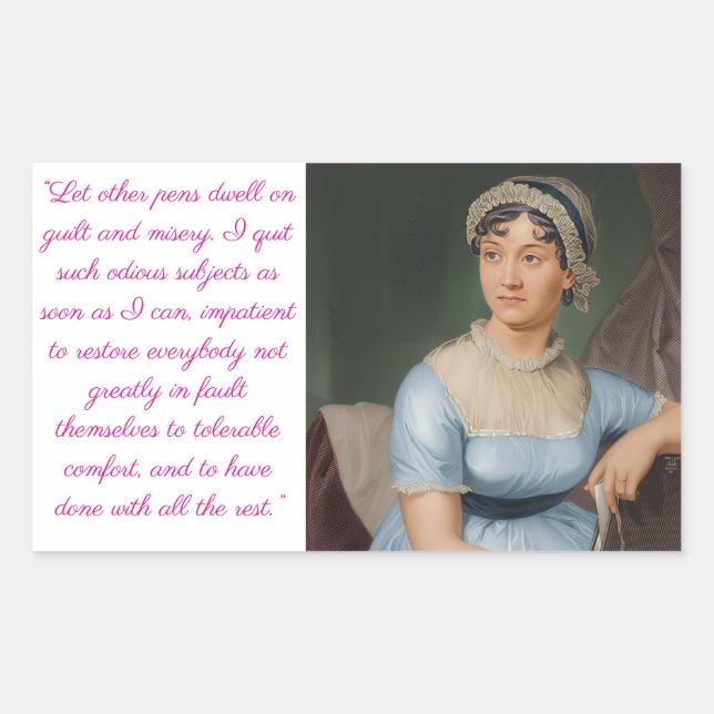 Jane Austen portrait plus quote (pink) Sticker (Front)