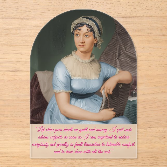Jane Austen portrait + quote (Pink) Acrylic Invitations (Front)