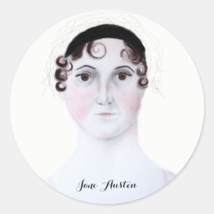 Jane Austen portrait Square Stickers, Glossy. Classic Round Sticker