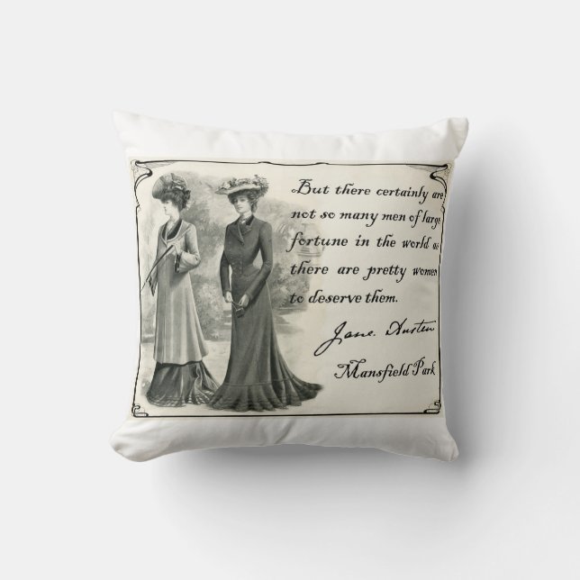 Jane Austen: Pretty Women Throw Pillow (Front)