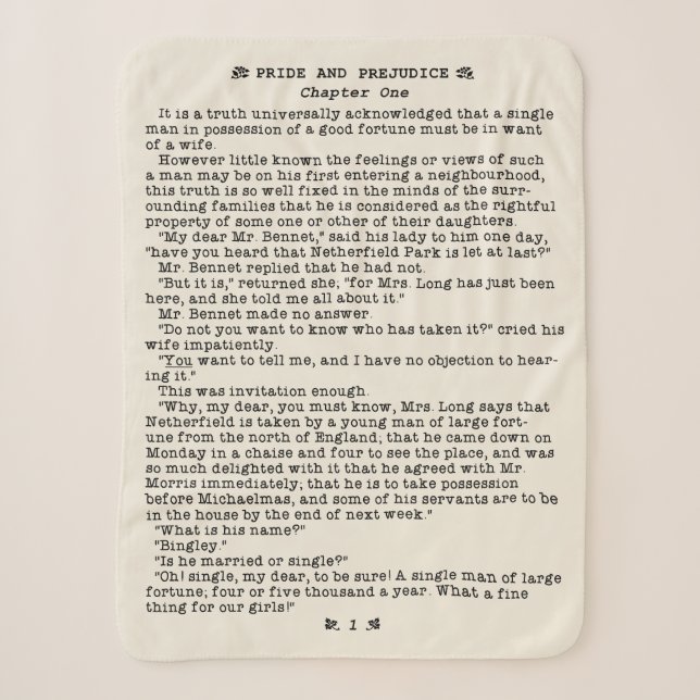 Jane Austen Pride and Prejudice Literature Quote Sherpa Blanket (Front)