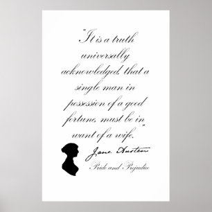 Jane Austen Pride and Prejudice Quote Poster