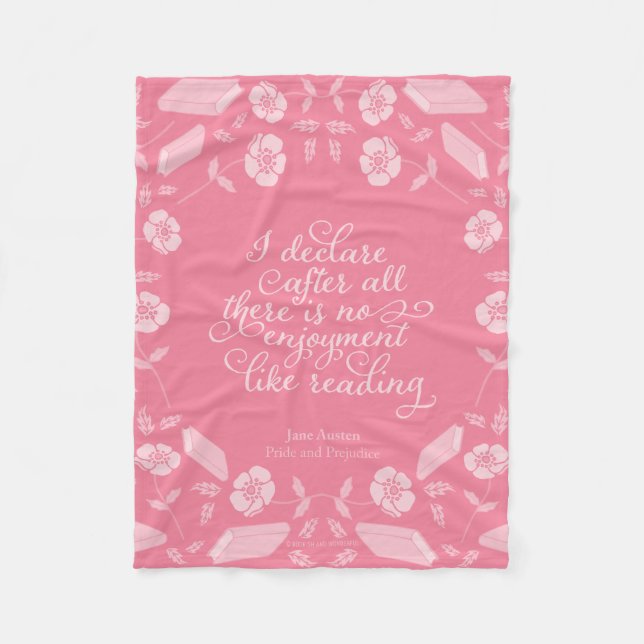 Jane Austen Pride & Prejudice Floral Bookish Quote Fleece Blanket (Front)