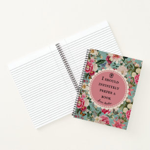 Jane Austen Quote Notebook "Prefer a Book" 