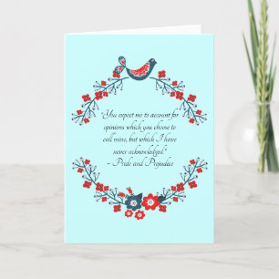 Jane Austen Quote, Pride and Prejudice Floral  Thank You Card