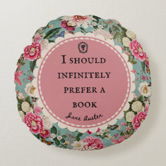 Jane Austen Quote Throw Cushion Vintage Flowers