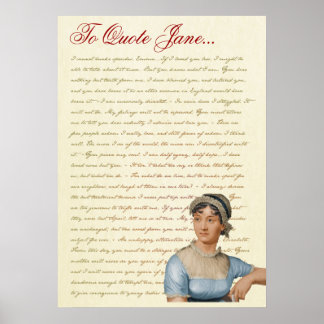 Jane Austen Quotes Pride and Prejudice, Emma, S&S Poster
