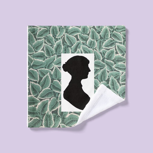 Jane Austen Silhouette on Leaf Wallpaper (Gant de toilette)