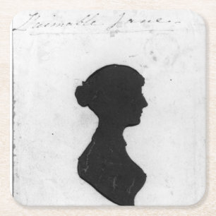 Jane Austen Silhouette Square Paper Coaster