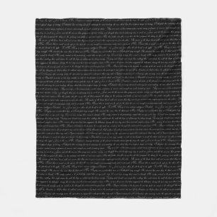 Jane Austen Text Black and White Fleece Blanket