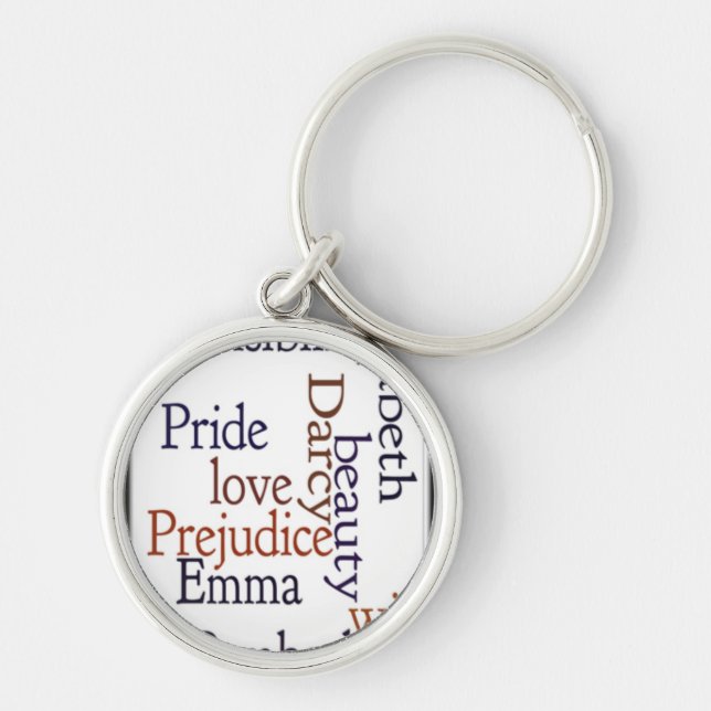 Jane Austen Word Art Keychain (Front)