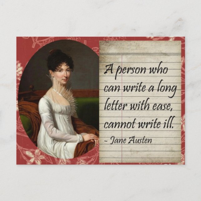 Jane Austen Writing Inspired Design Postcard (Front)