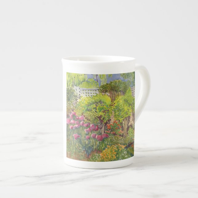 Jane Austen's Garden Watercolor Bone China Mug (Front Right)