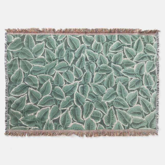 Jane Austen's Home Leaf Wallpaper Throw Blanket (Front)