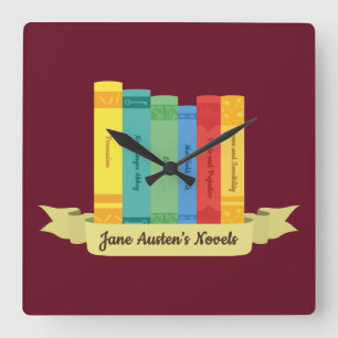 Jane Austen's Novels III Square Wall Clock