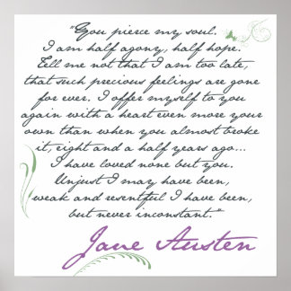 Jane Austen's Persuasion Quote #1 Poster