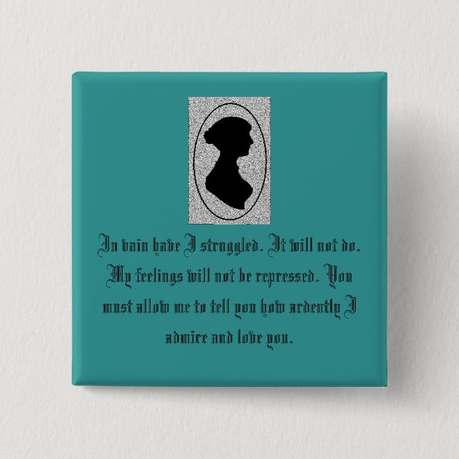 Jane Austen's Pride 2 Inch Square Button (Front)
