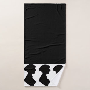 Jane Austen's Silhouette on Black Bath Towel Set