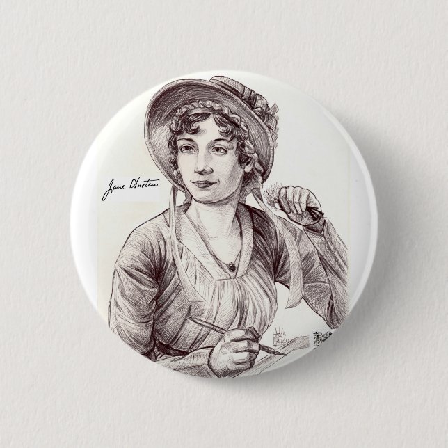 Jane Austin with a Smile 2 Inch Round Button (Front)