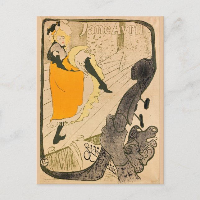 Jane Avril Henri de Toulouse-Lautrec Postcard (Front)