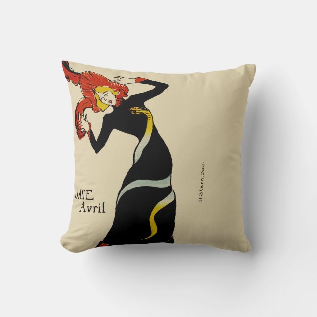 Jane Avril LAUTREC REDUX Edition Throw Pillow (Front)