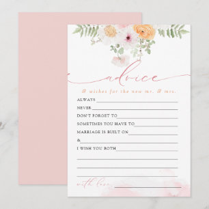 JANE Blush Floral Bride Conseils & Voeux Carte de 
