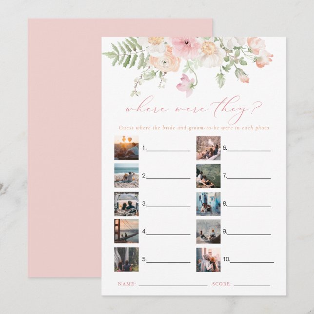JANE Blush Floral Où Étaient-Ils La Carte De Jeu D (Devant / Derrière)