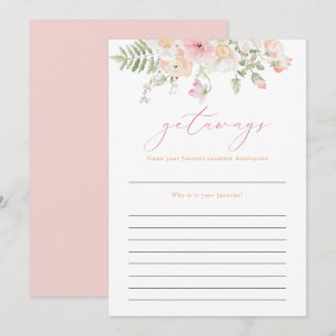 JANE Blush Pink Floral Getaways Travel Bridal Game Invitation