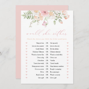JANE Blush Pink Floral Voudrait-Elle Plutôt Carte 