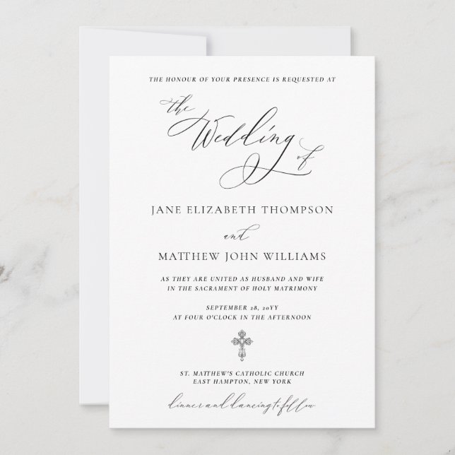 Jane Catholic Faire-part de mariage avec RSVP (Devant)